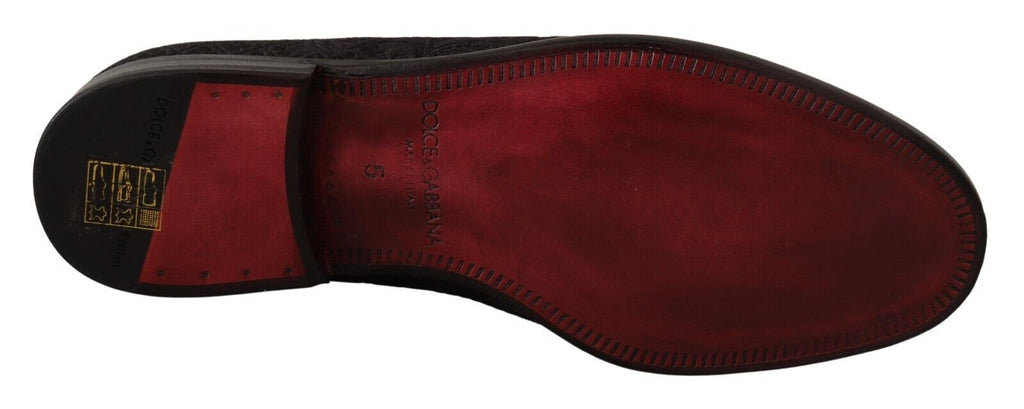Chaussons Mocassins Dolce & Gabbana en Brocart Floral Noir