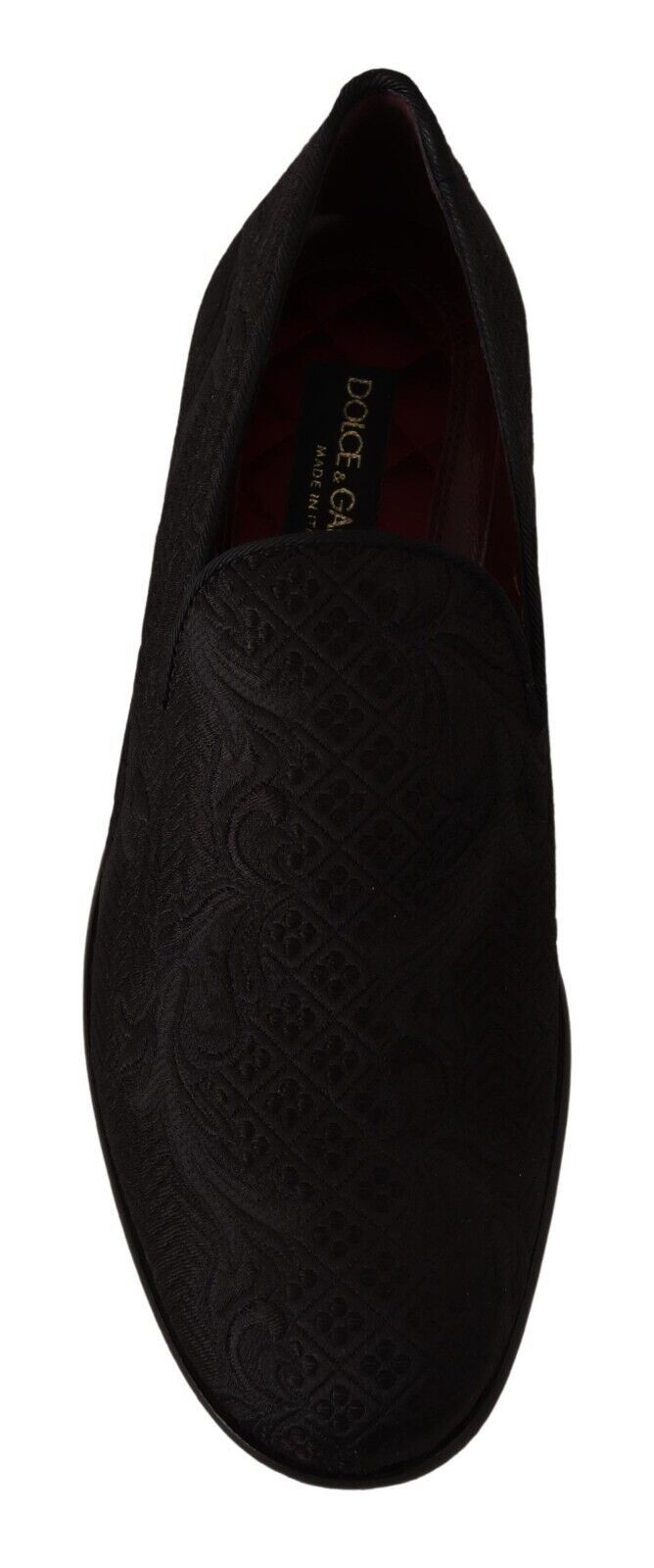 Chaussons Mocassins Dolce & Gabbana en Brocart Floral Noir
