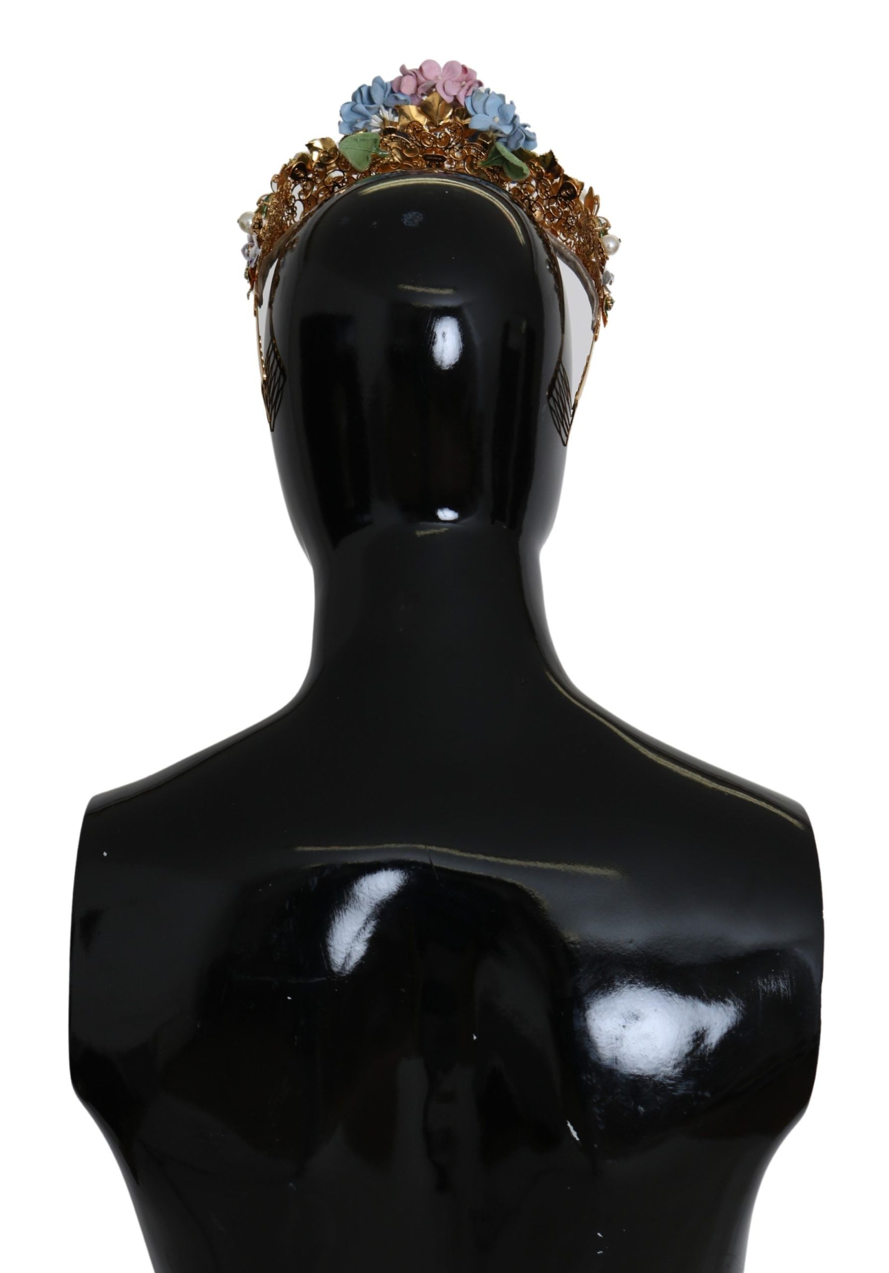 Serre-tête-couronne Diadème Dolce & Gabbana Cristal doré Hortensia violet