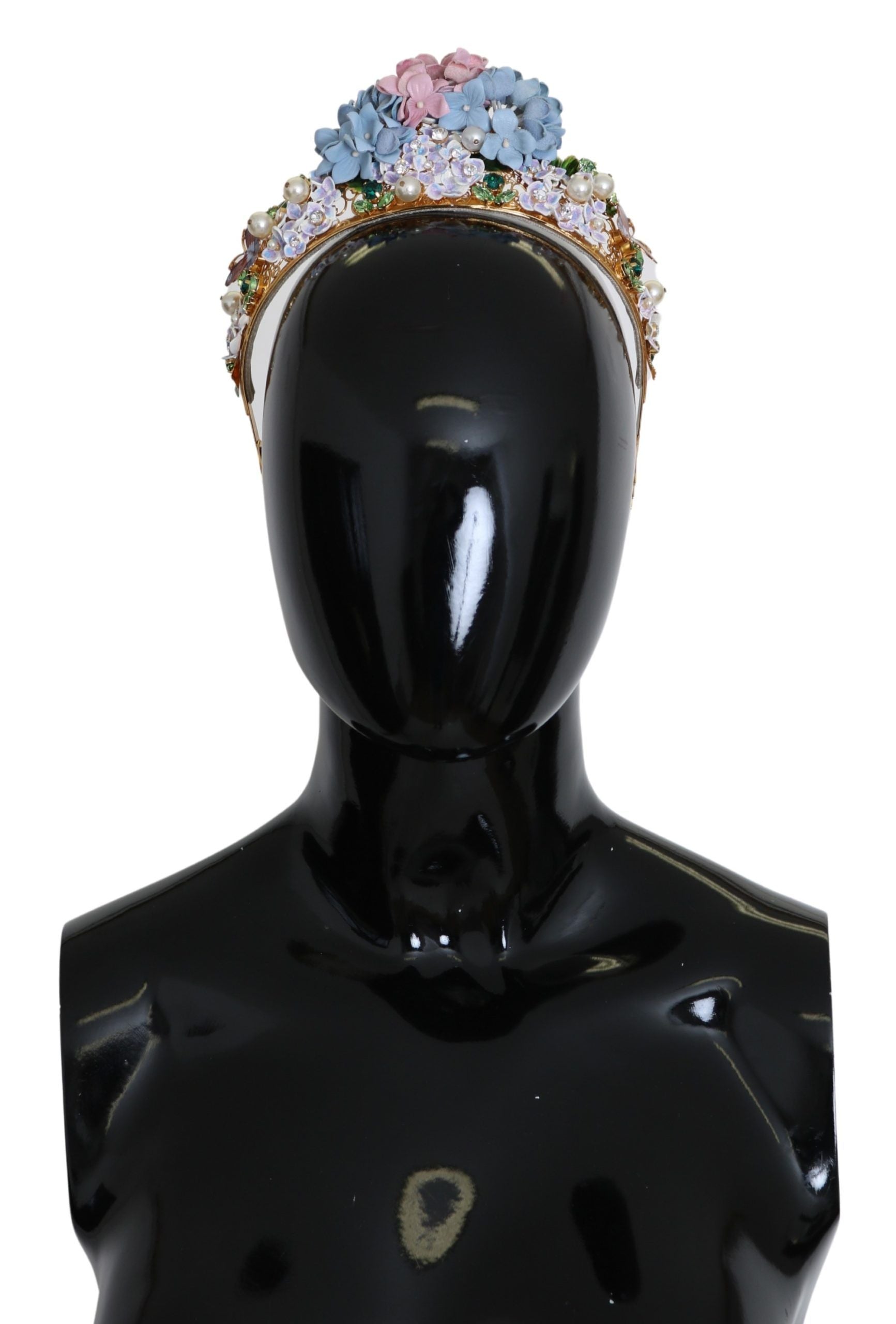 Serre-tête-couronne Diadème Dolce & Gabbana Cristal doré Hortensia violet