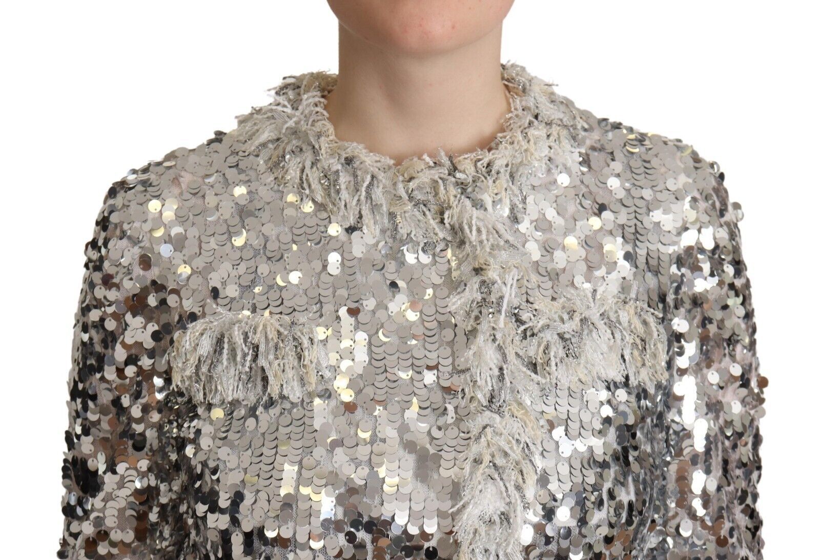 Dolce & Gabbana Silver Coat for Women side view