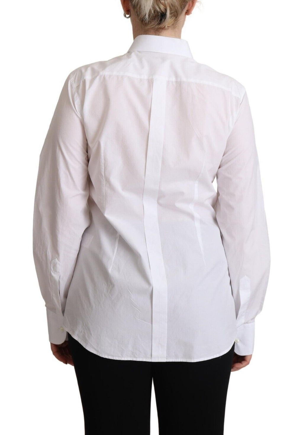 Dolce & Gabbana Robe en Coton Blanc Col Chemise Manches Longues