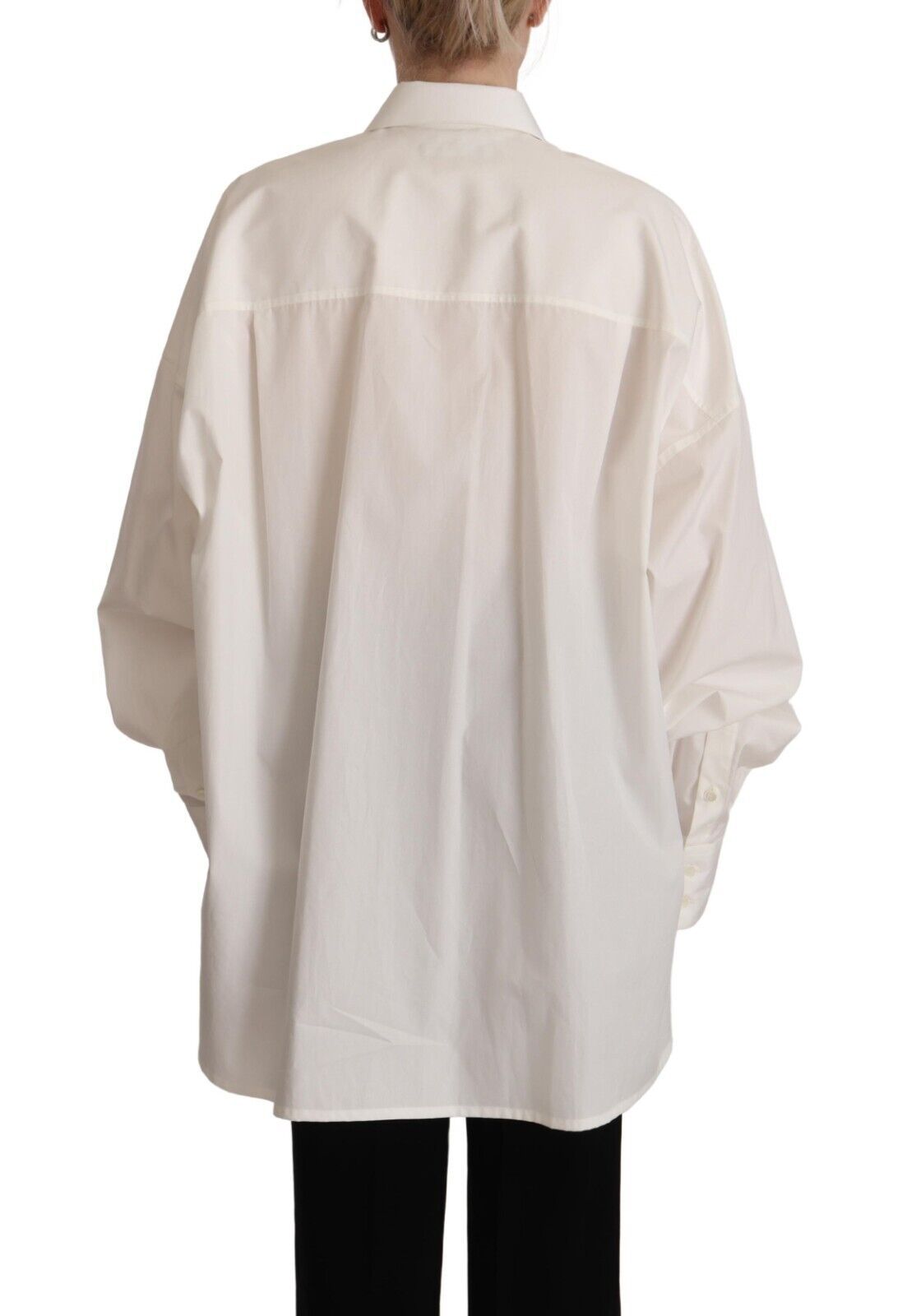 Haut à manches longues col boutonné en coton blanc Dolce & Gabbana