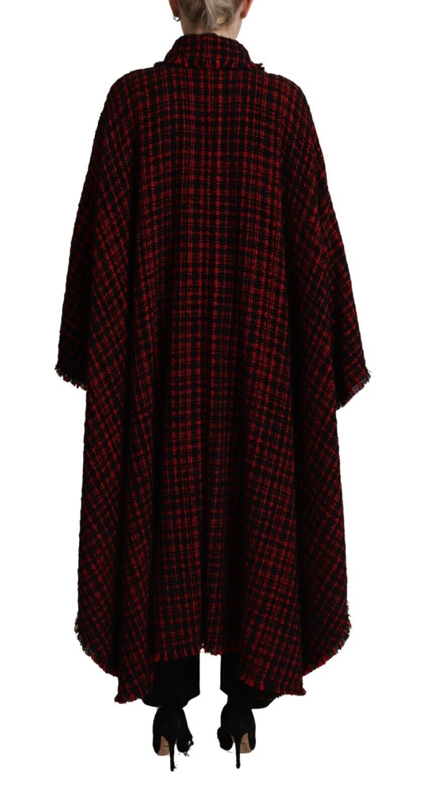 Veste longue à carreaux en coton noir et rouge Dolce & Gabbana