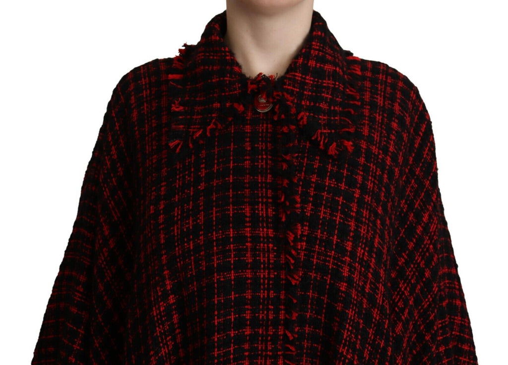 Veste longue à carreaux en coton noir et rouge Dolce & Gabbana