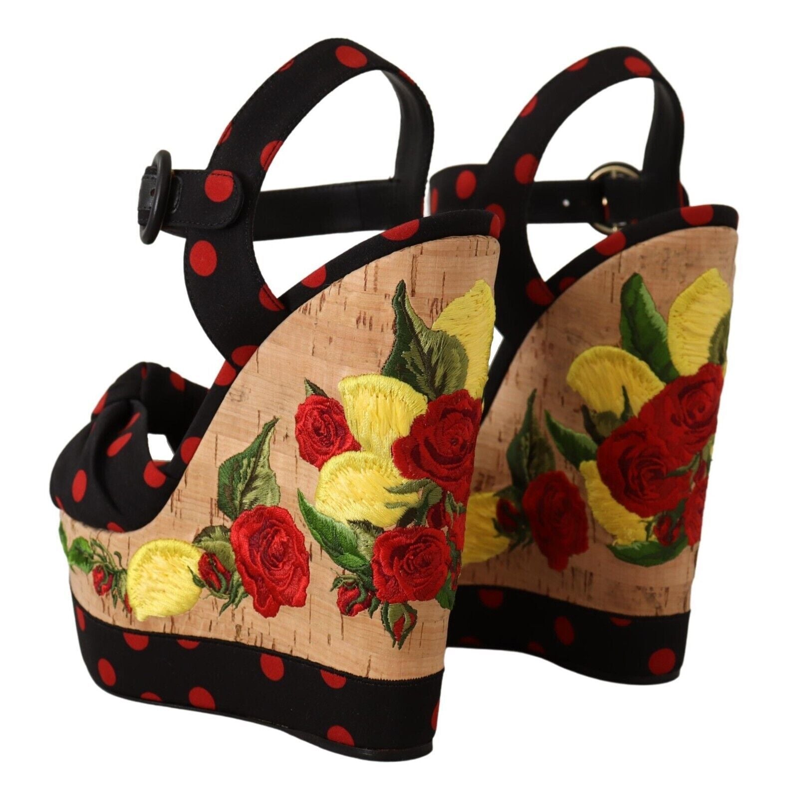 Dolce &amp; Gabbana Mehrfarbige Plateau-Wedgesandalen Charmeuse-Schuhe