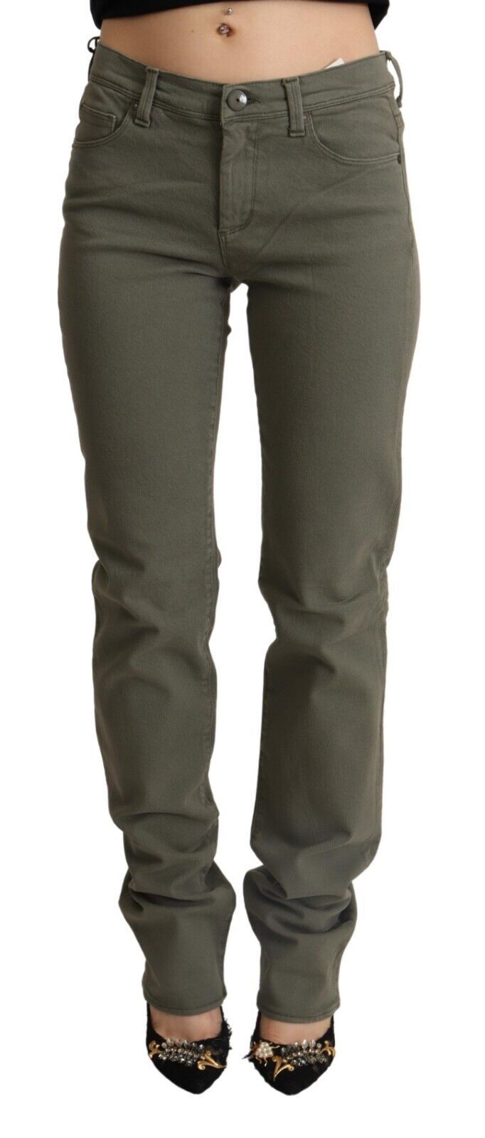 Ermanno Scervino Graue Skinny-Jeans aus Baumwolle mit niedriger Taille