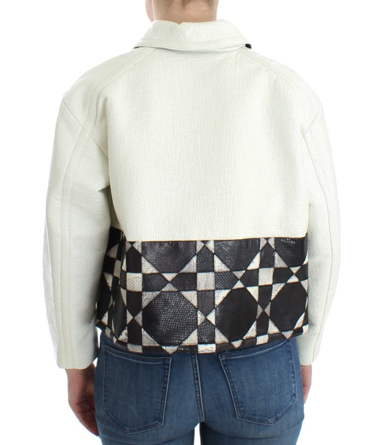 Andrea Pompilio White Leather Jackets for Women detail view