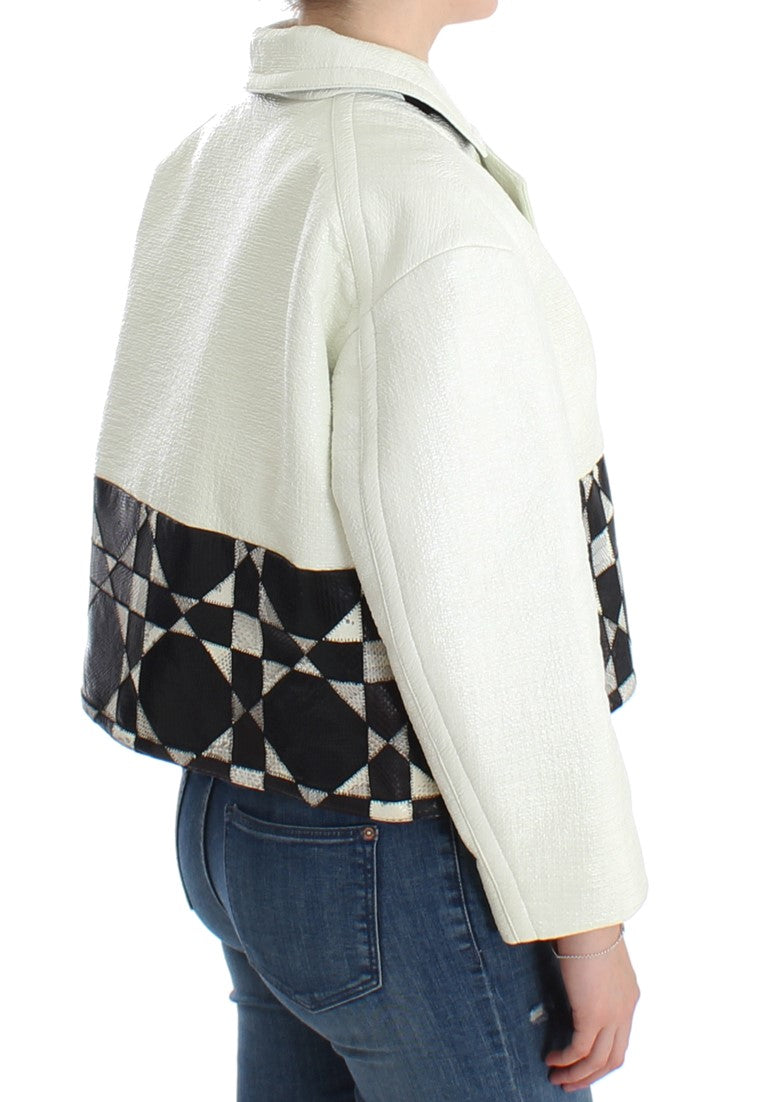 Andrea Pompilio White Leather Jackets for Women side view