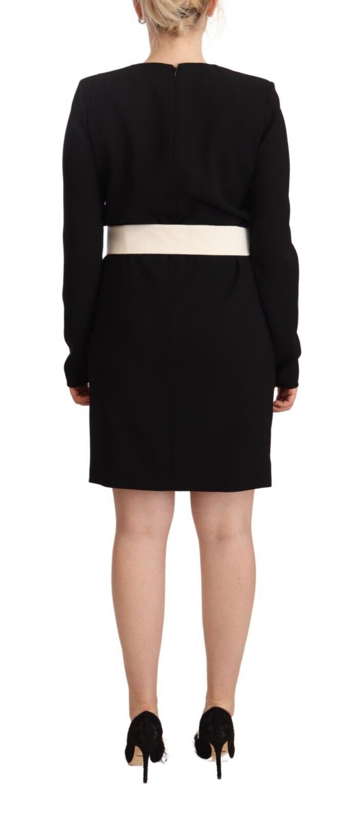 Robe fourreau mini Givenchy en laine noire à manches longues et ceinture