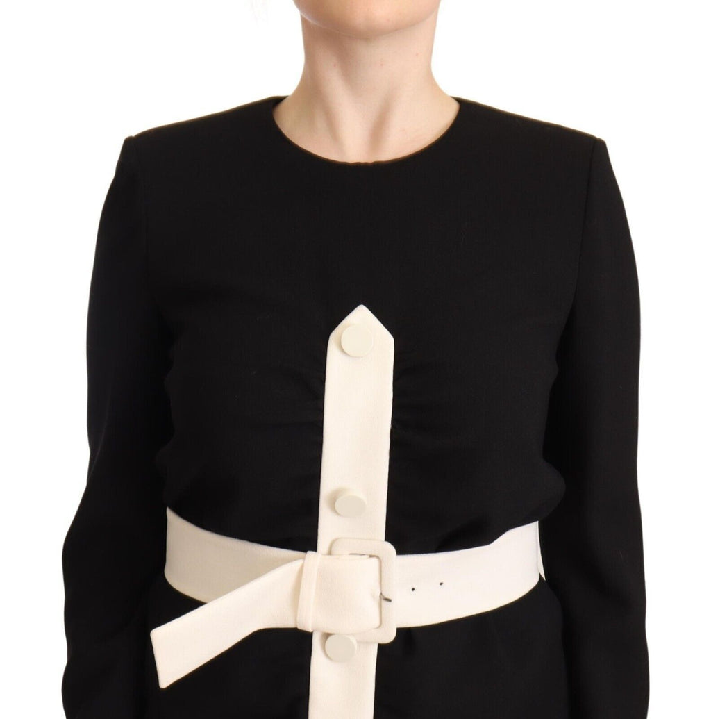 Robe fourreau mini Givenchy en laine noire à manches longues et ceinture