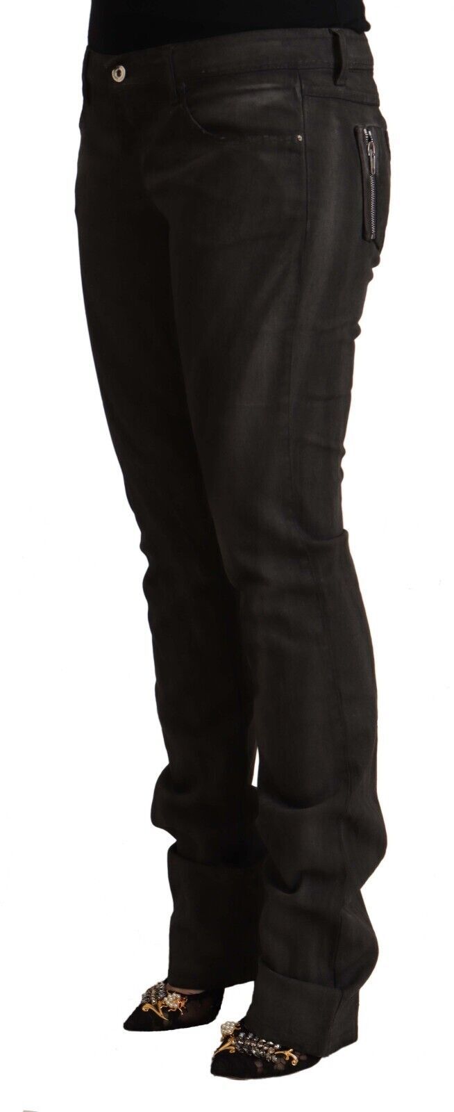 Pantalon skinny taille mi-haute en coton noir Costume National