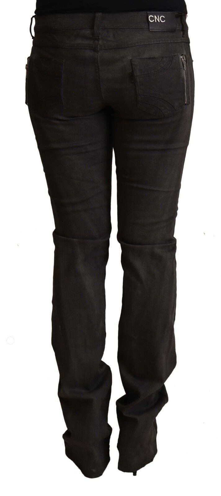 Pantalon skinny taille mi-haute en coton noir Costume National