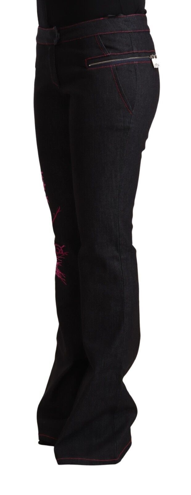 Exte Schwarze Jeans aus Baumwollstretch mit mittlerer Taille und Schlag