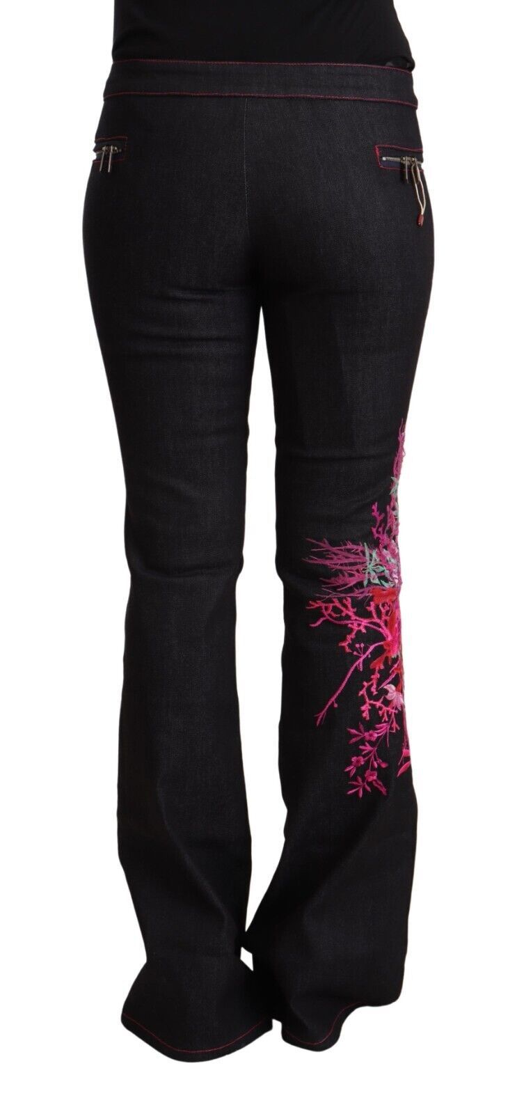 Exte Schwarze Jeans aus Baumwollstretch mit mittlerer Taille und Schlag