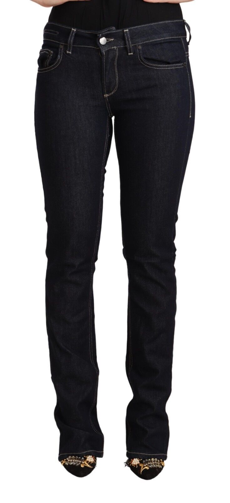 Jean slim taille basse GF Ferre en coton stretch noir