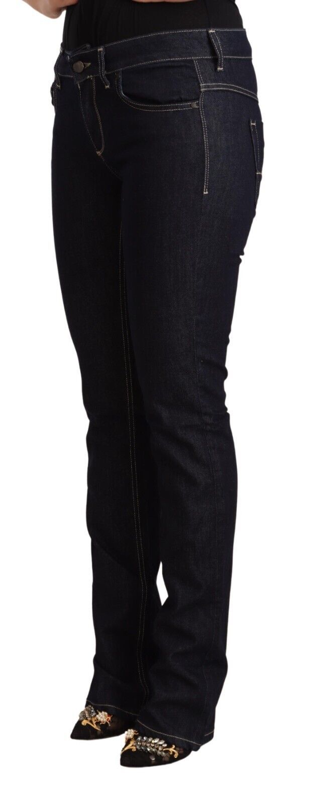 Jean slim taille basse GF Ferre en coton stretch noir