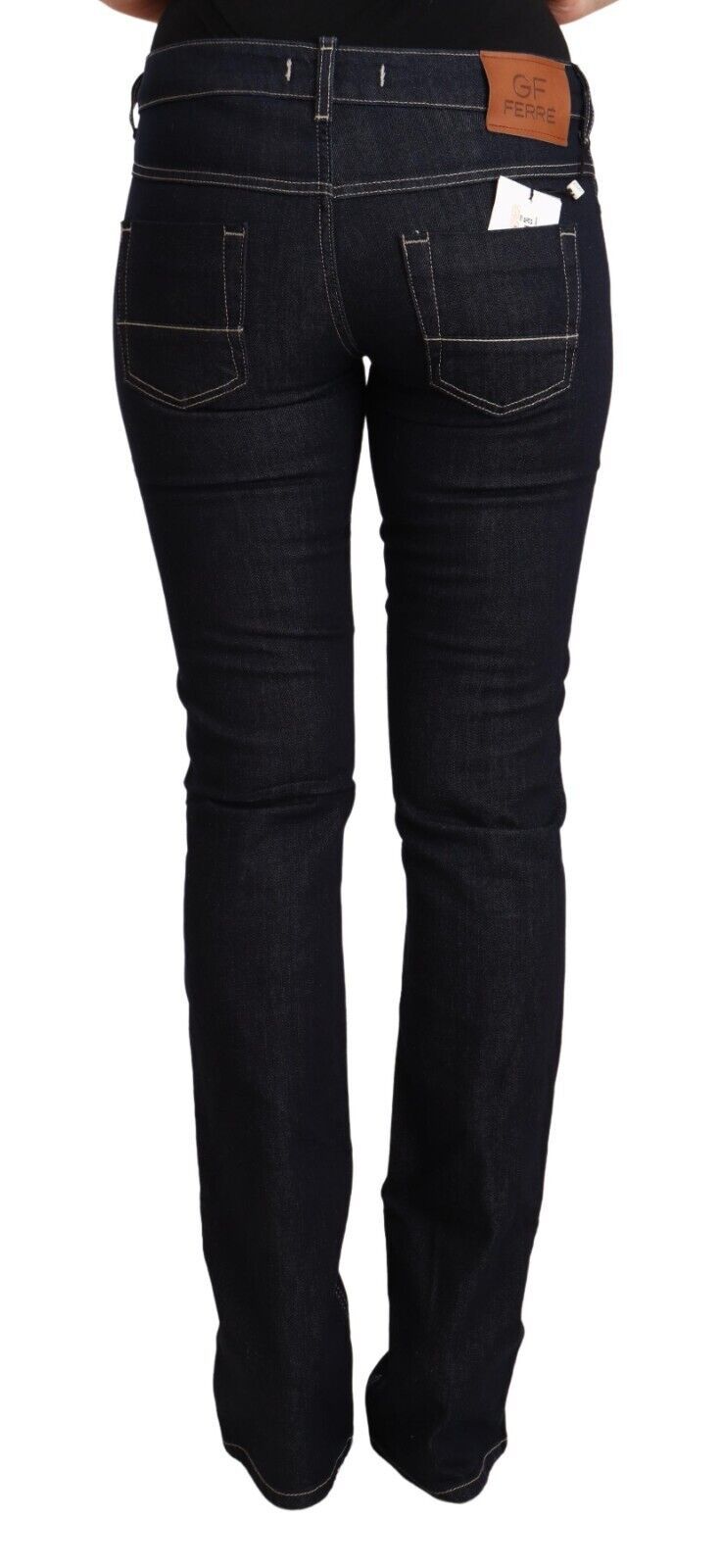 Jean slim taille basse GF Ferre en coton stretch noir