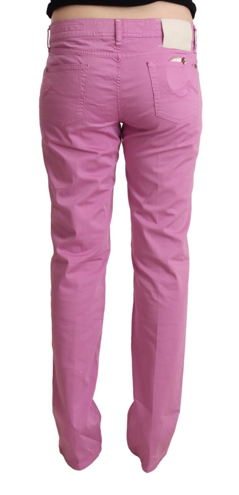 Jean fuselé taille basse en denim de coton rose Jacob Cohen