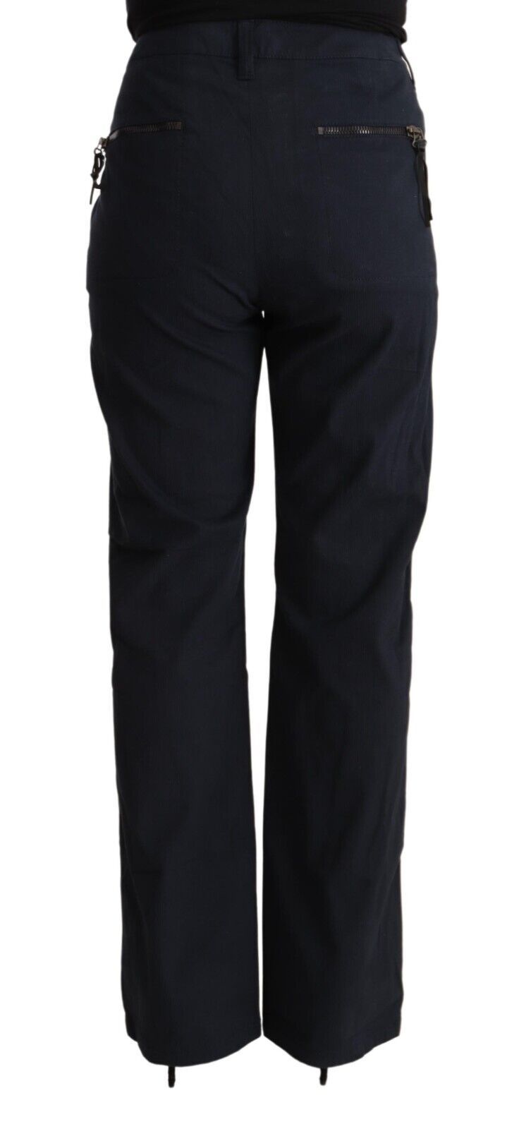 Exte Schwarze, hoch taillierte, schmal zulaufende Baumwollhose