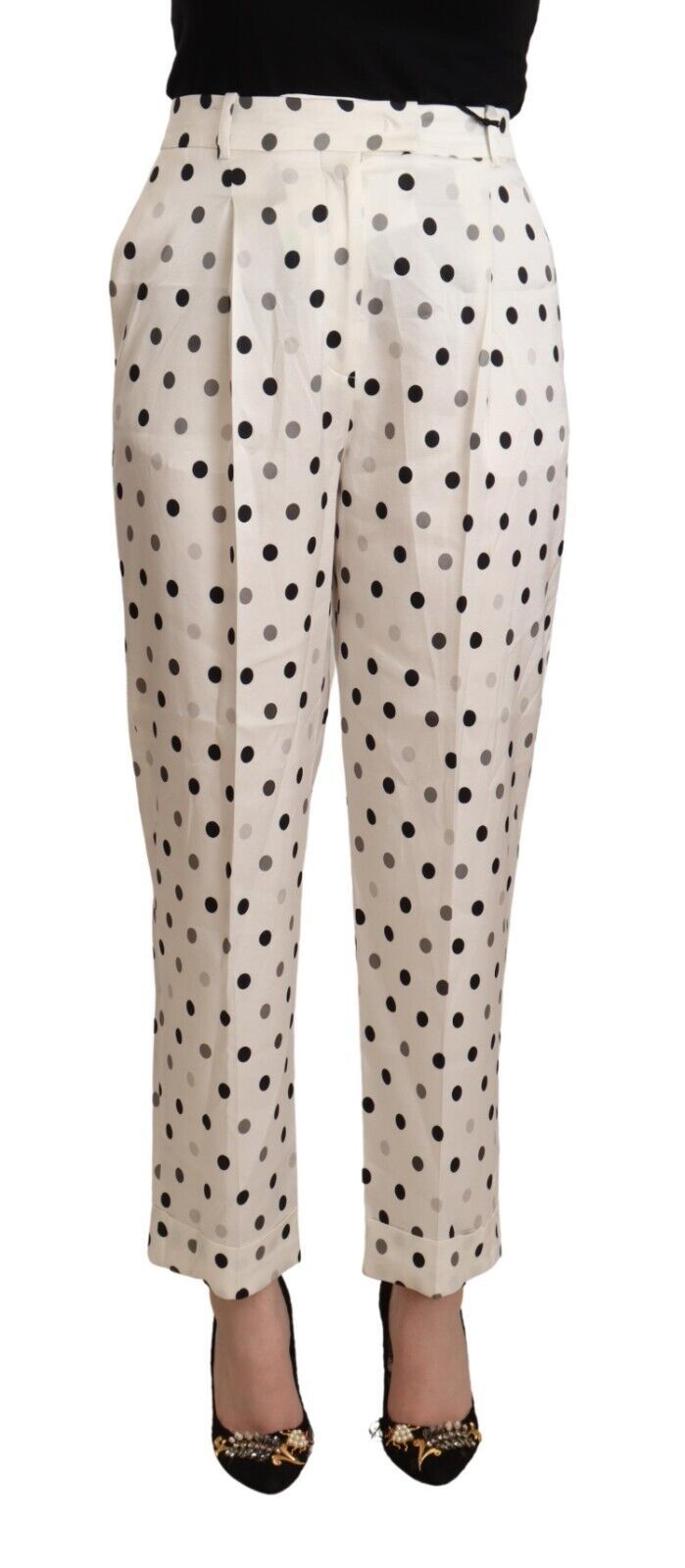 Ermanno Scervino – Weiße, gepunktete, hoch taillierte Karottenhose