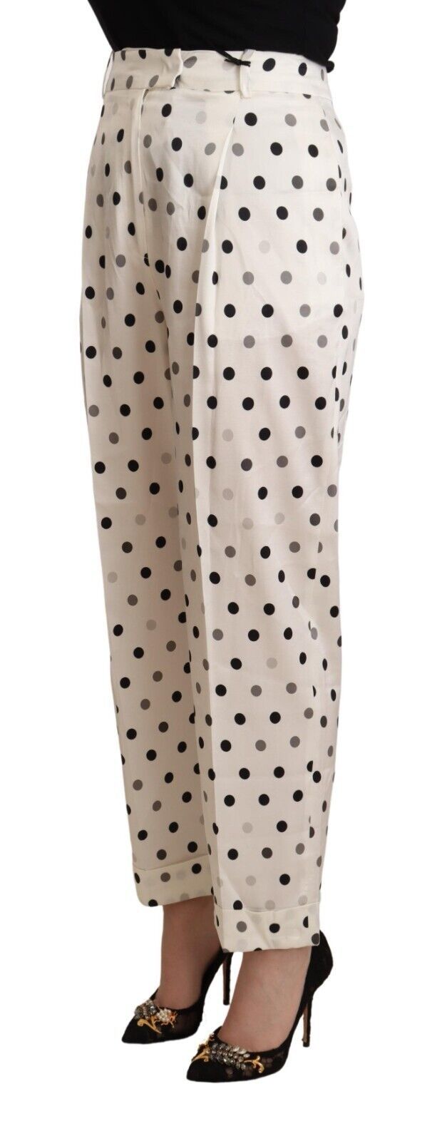 Ermanno Scervino – Weiße, gepunktete, hoch taillierte Karottenhose