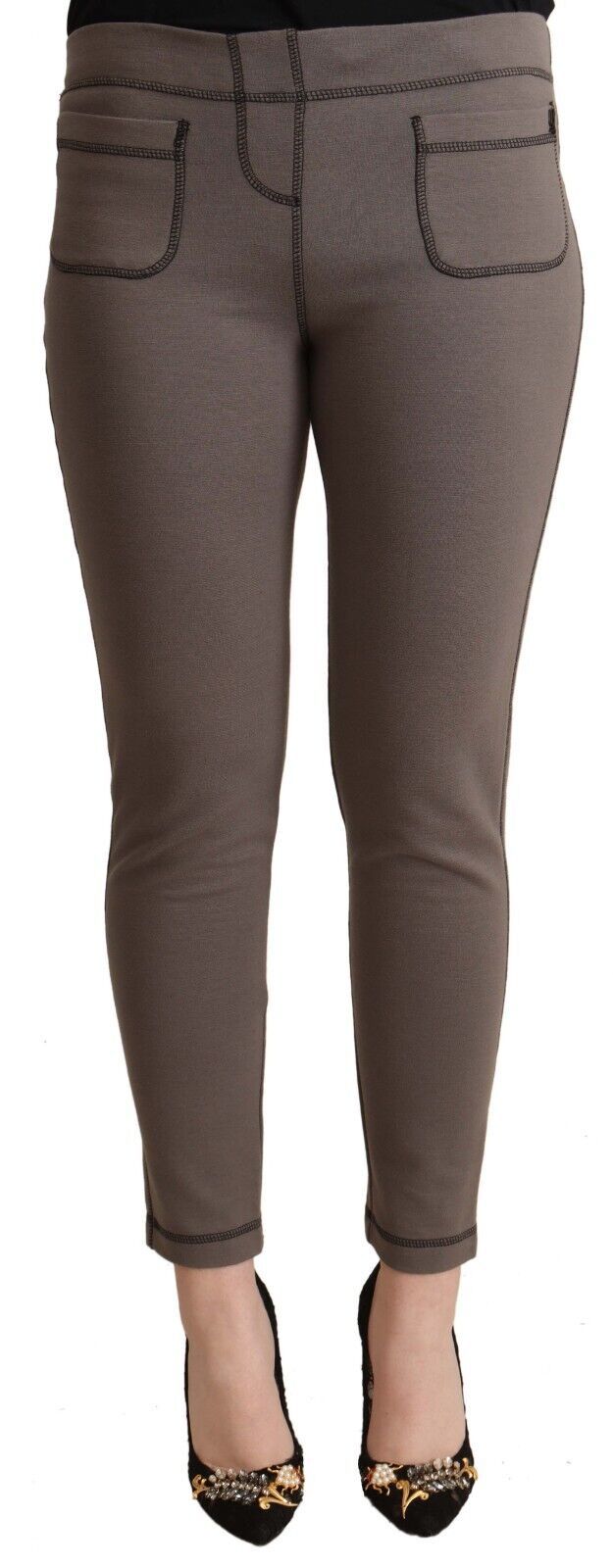 Pantacourt extensible taille mi-haute en coton gris John Galliano