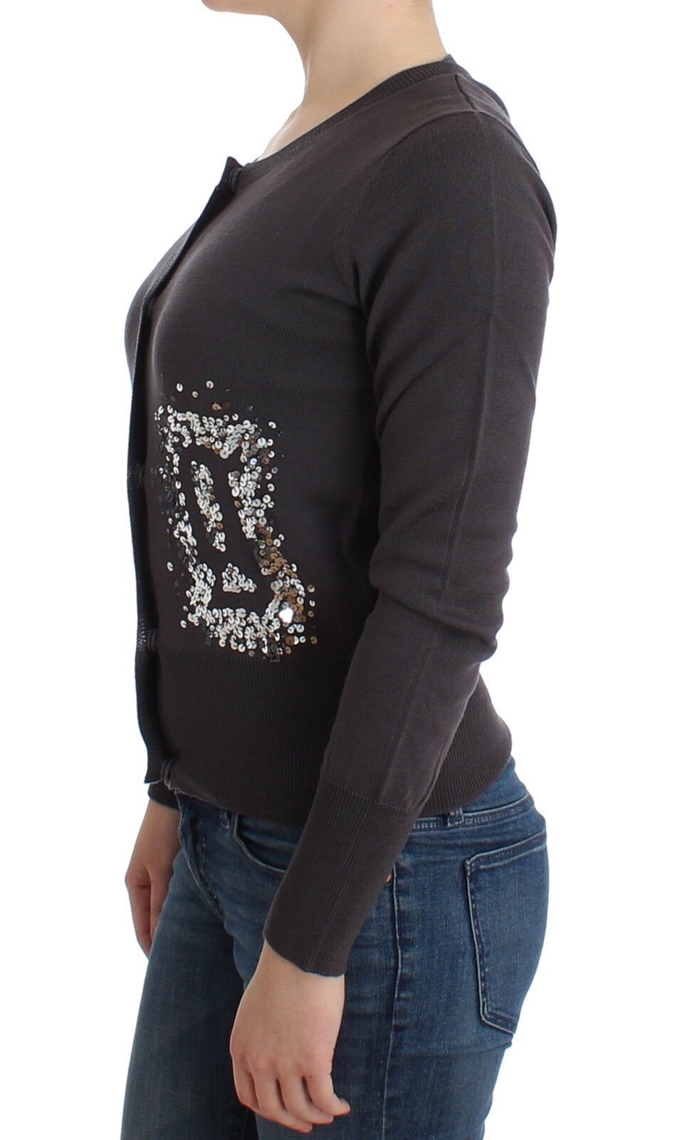 Cardigan en tricot de laine violette à sequins John Galliano