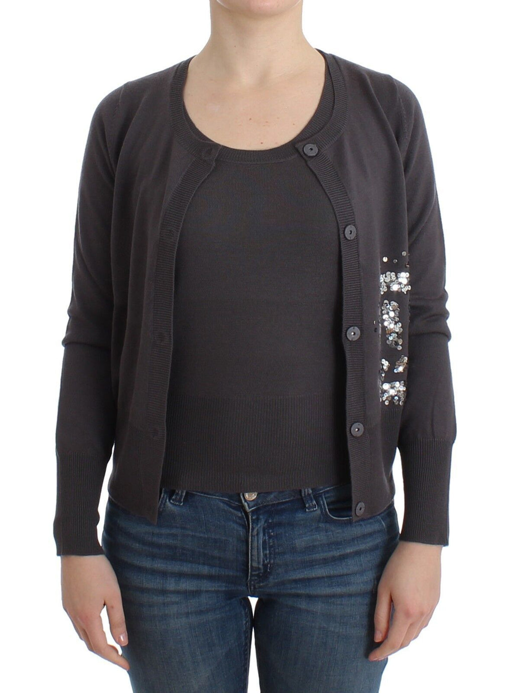 Cardigan en tricot de laine violette à sequins John Galliano