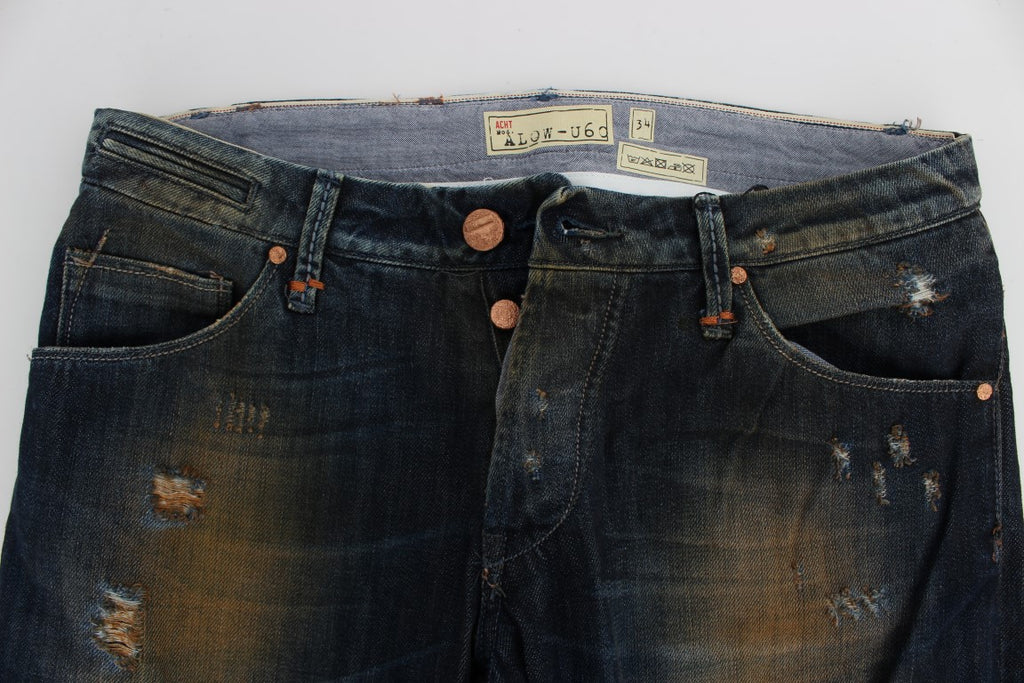 Acht Blue Straight Leg Jeans for Men side view