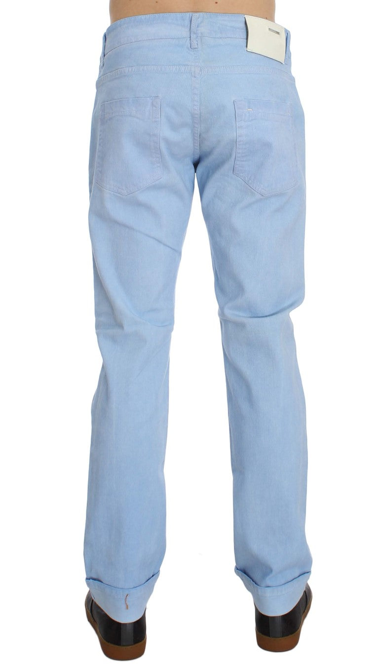Acht Blue Straight Leg Jeans for Men side view