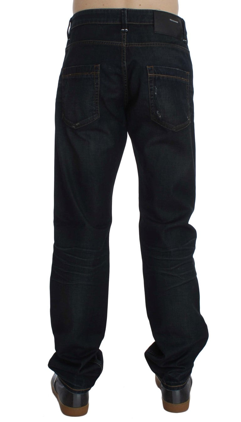 Acht Blue Straight Leg Jeans for Men side view