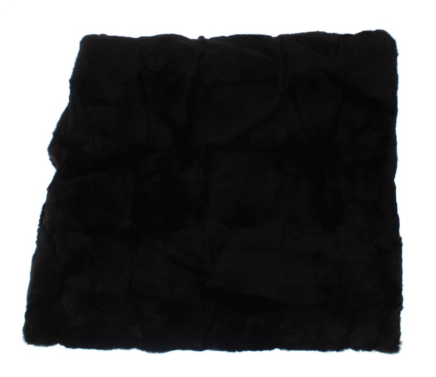Écharpe à capuchon et chapeau en crochet en fourrure de vison noire Dolce & Gabbana
