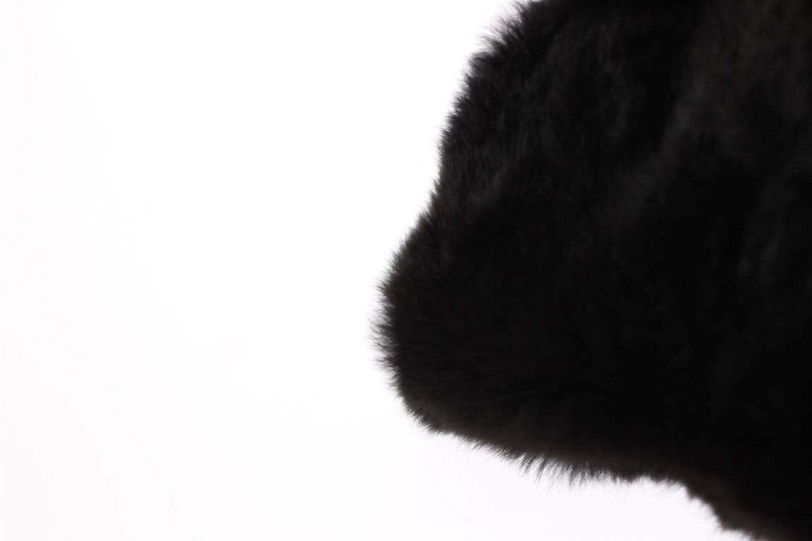 Écharpe à capuchon et chapeau en crochet en fourrure de vison noire Dolce & Gabbana
