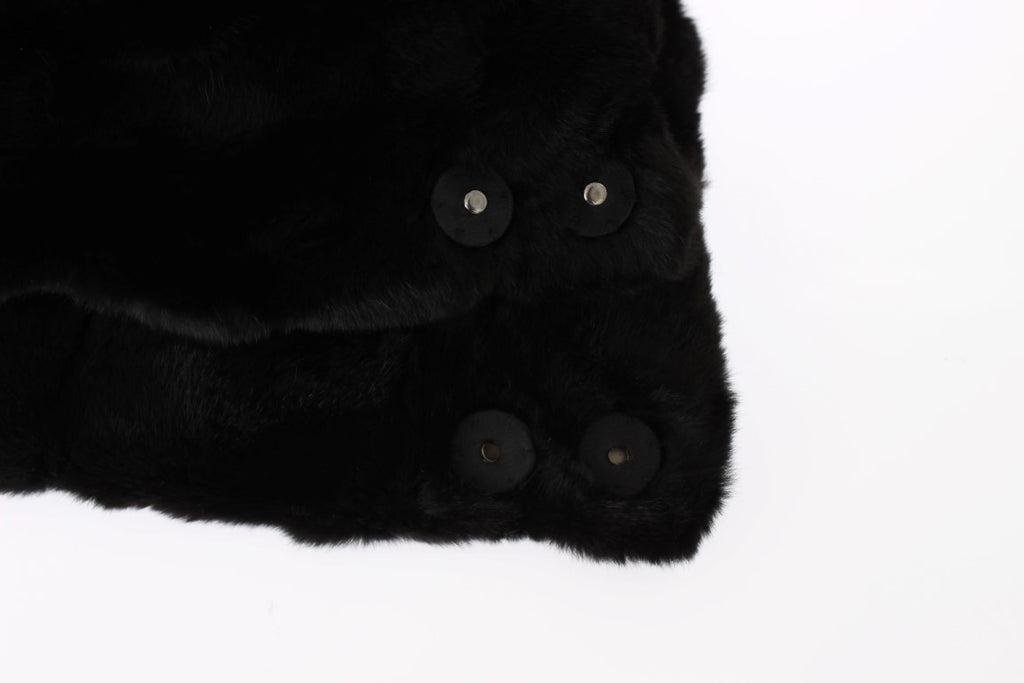 Écharpe à capuchon et chapeau en crochet en fourrure de vison noire Dolce & Gabbana