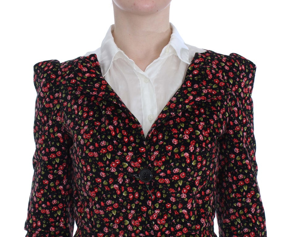BENCIVENGA Schwarzer Anzug mit mehrfarbigem Blumenmuster