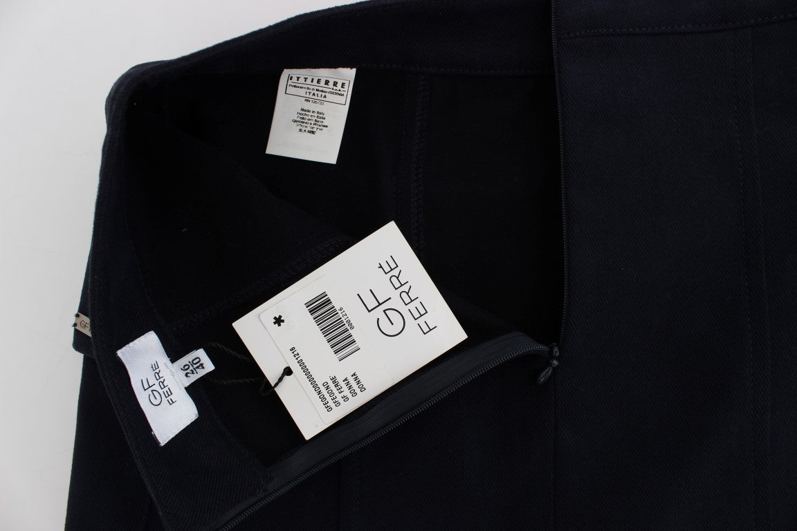 Mini-jupe en jean de coton bleu GF Ferre