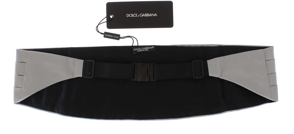 Dolce &amp; Gabbana Silberner breiter Seidenkummerbund