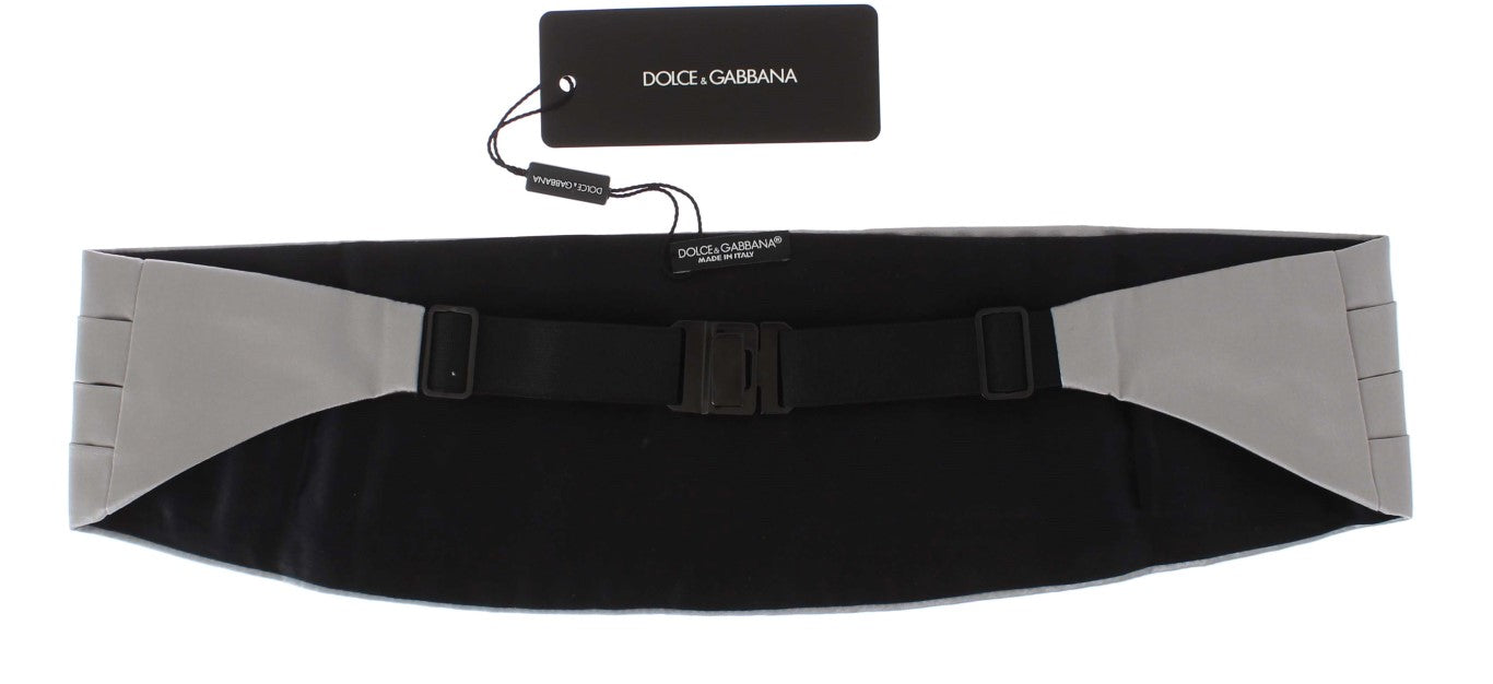 Dolce &amp; Gabbana Silberner breiter Seidenkummerbund