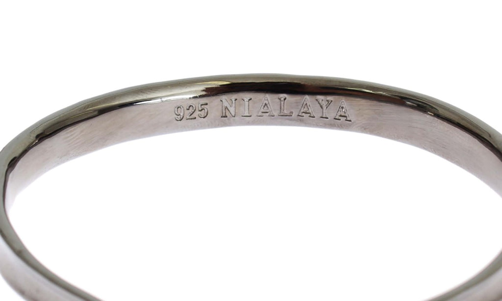 Bracelet jonc Nialaya en argent 925 rhodié gris