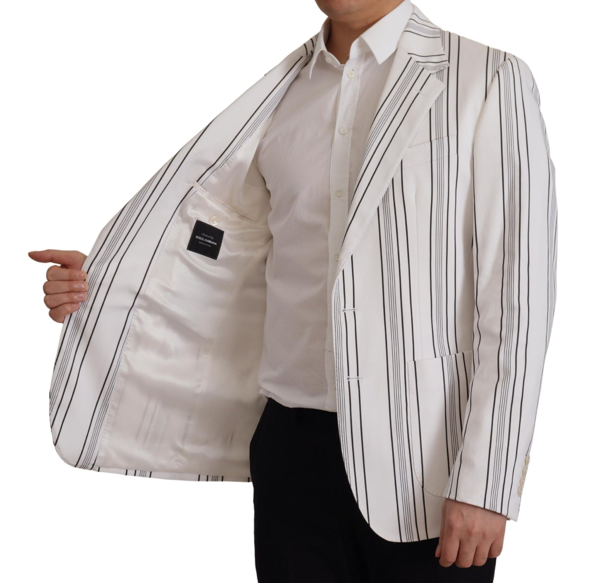 Blazer Dolce & Gabbana en coton à rayures blanches et simple boutonnage