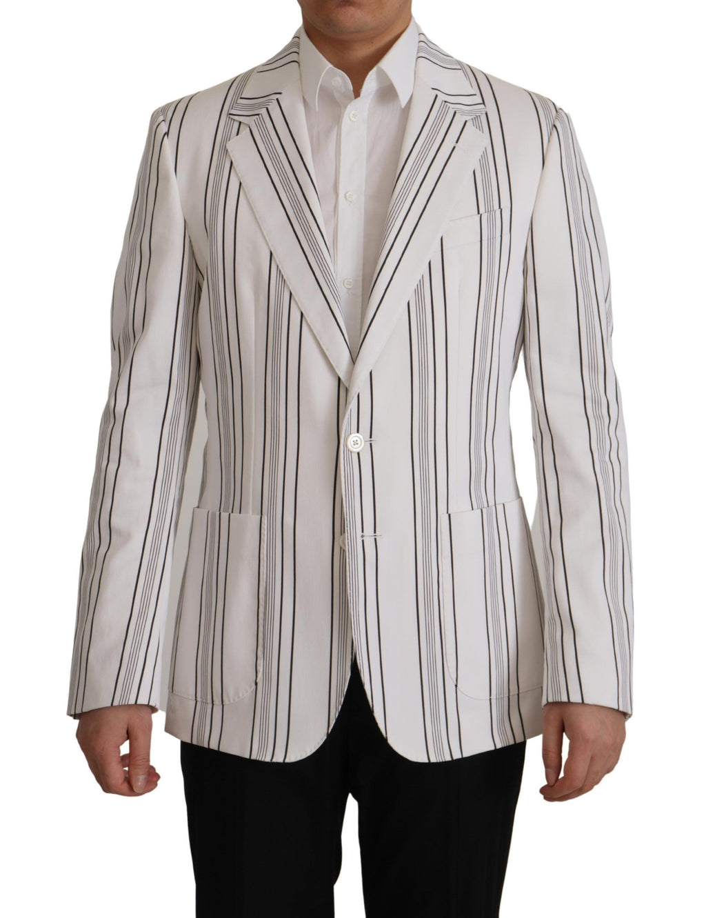 Blazer Dolce & Gabbana en coton à rayures blanches et simple boutonnage