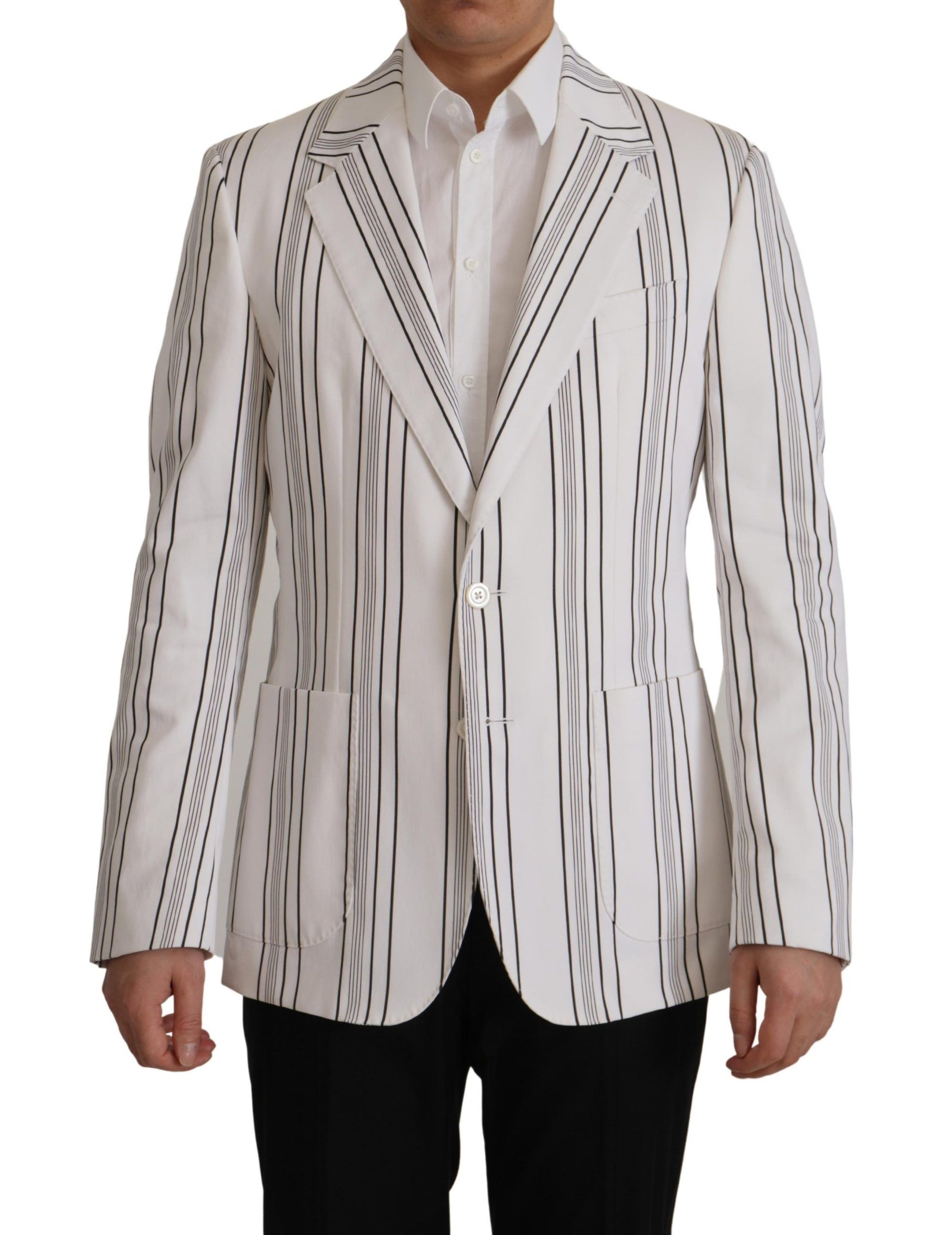 Blazer Dolce & Gabbana en coton à rayures blanches et simple boutonnage