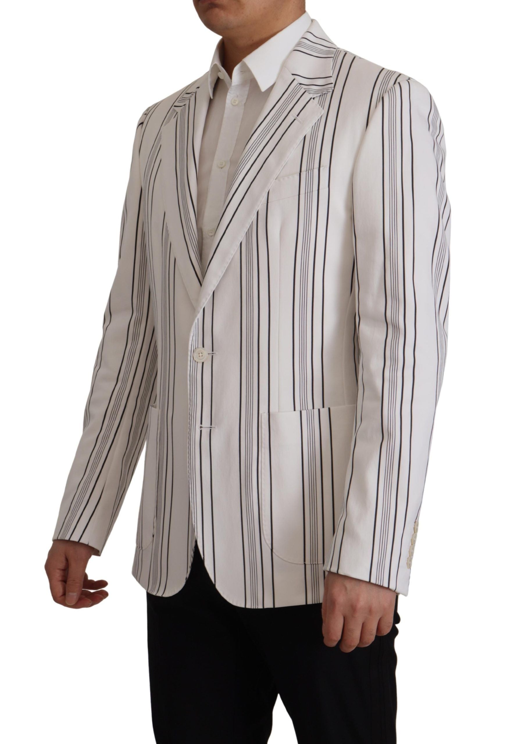 Blazer Dolce & Gabbana en coton à rayures blanches et simple boutonnage