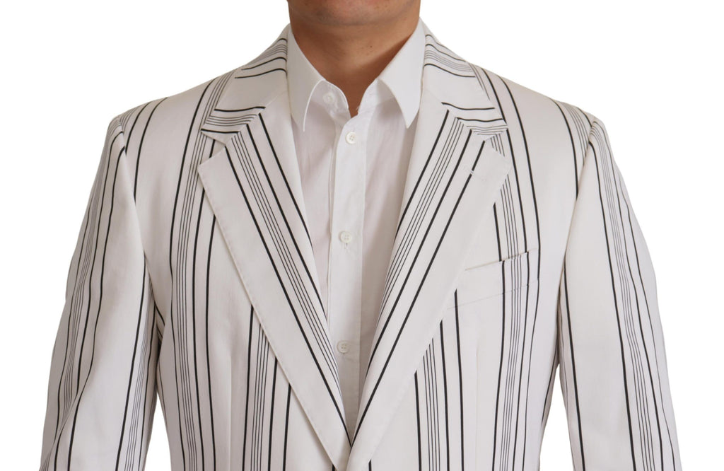 Blazer Dolce & Gabbana en coton à rayures blanches et simple boutonnage