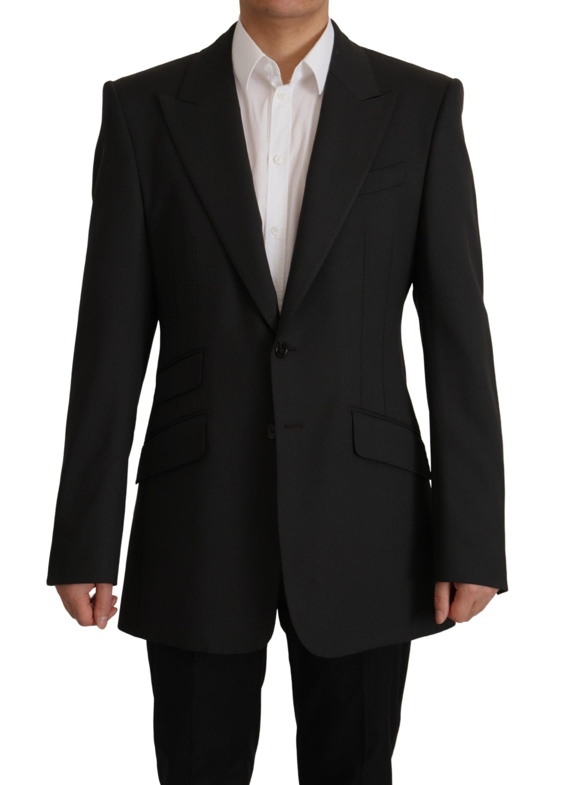 Veste blazer simple boutonnage en laine noire Dolce & Gabbana