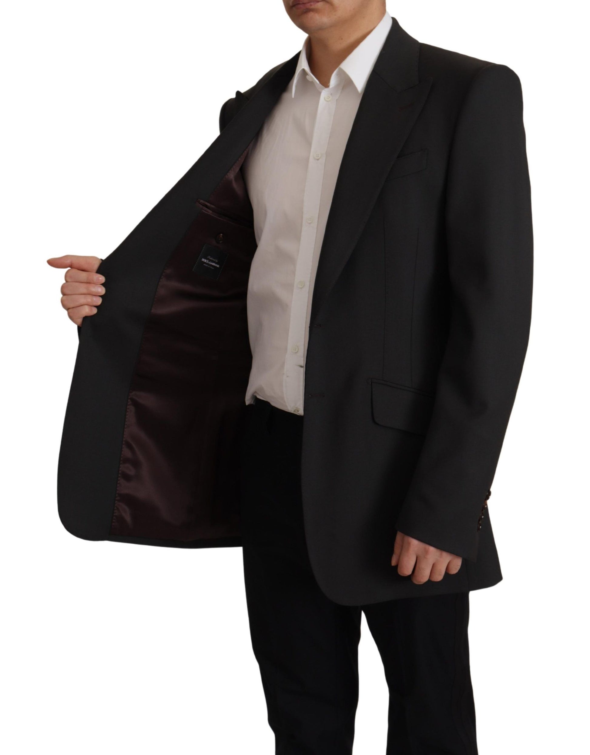 Veste blazer simple boutonnage en laine noire Dolce & Gabbana