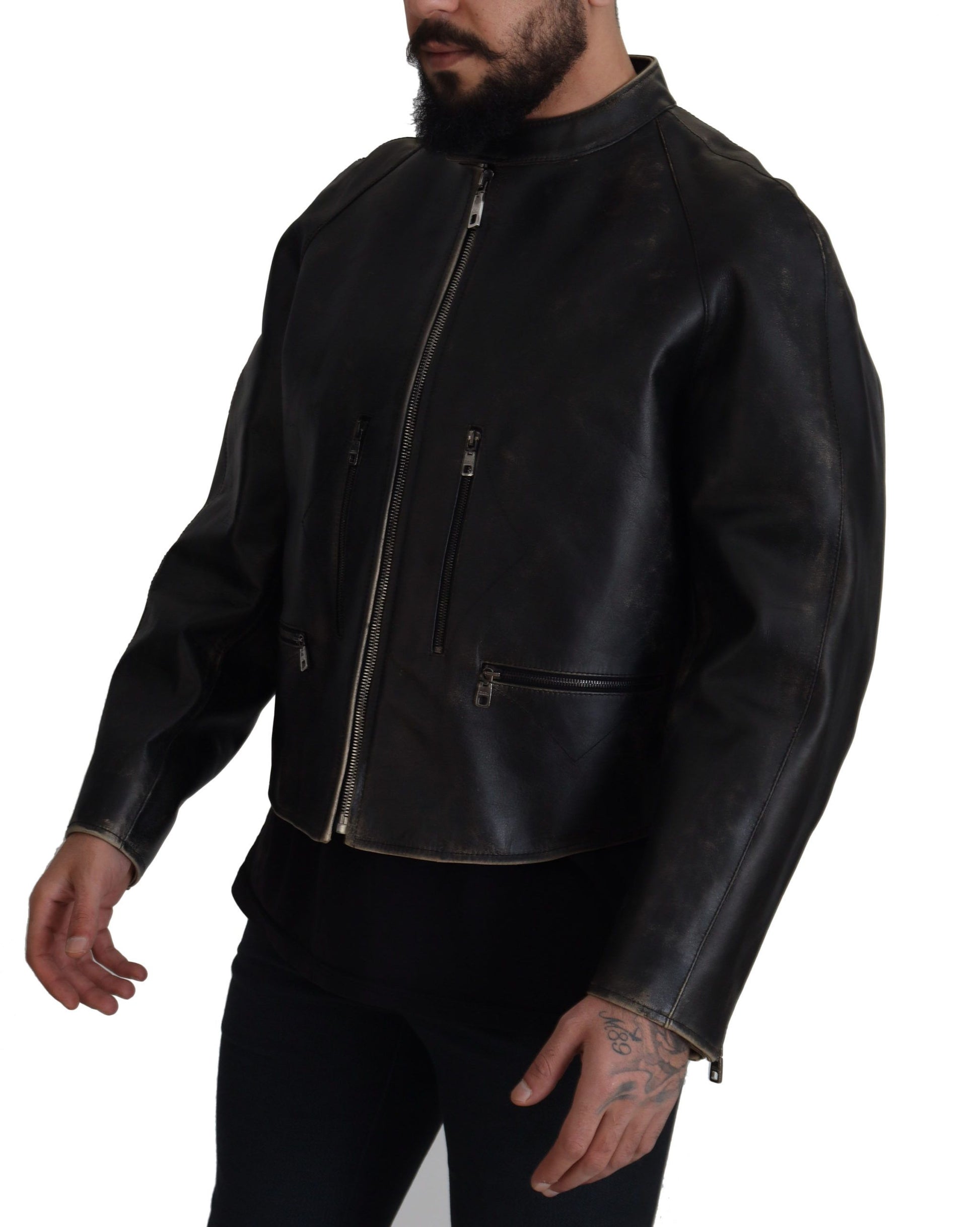 Dolce & Gabbana Black Biker Jackets for Men detail view