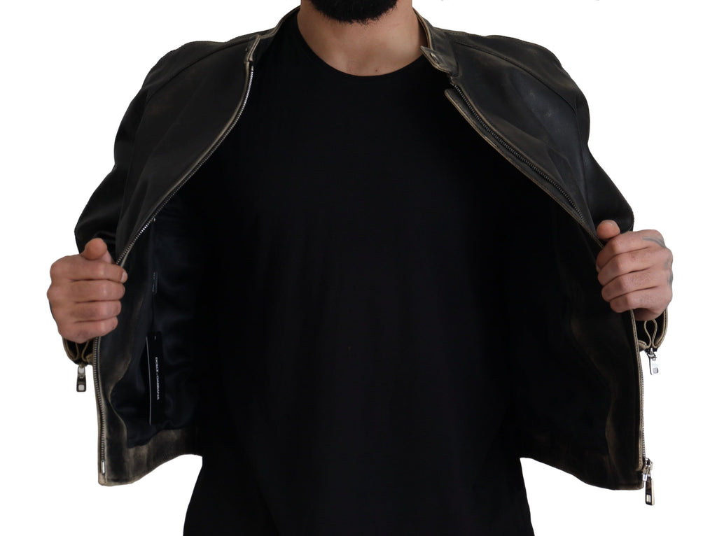 Dolce & Gabbana Black Biker Jackets for Men side view