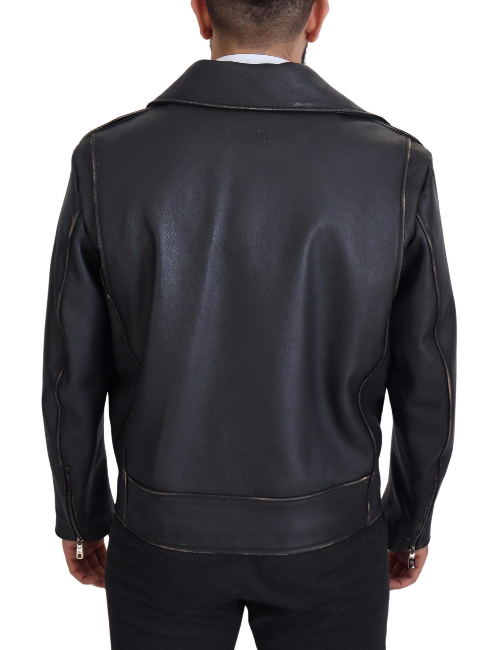 Dolce & Gabbana Black Biker Jackets for Men detail view
